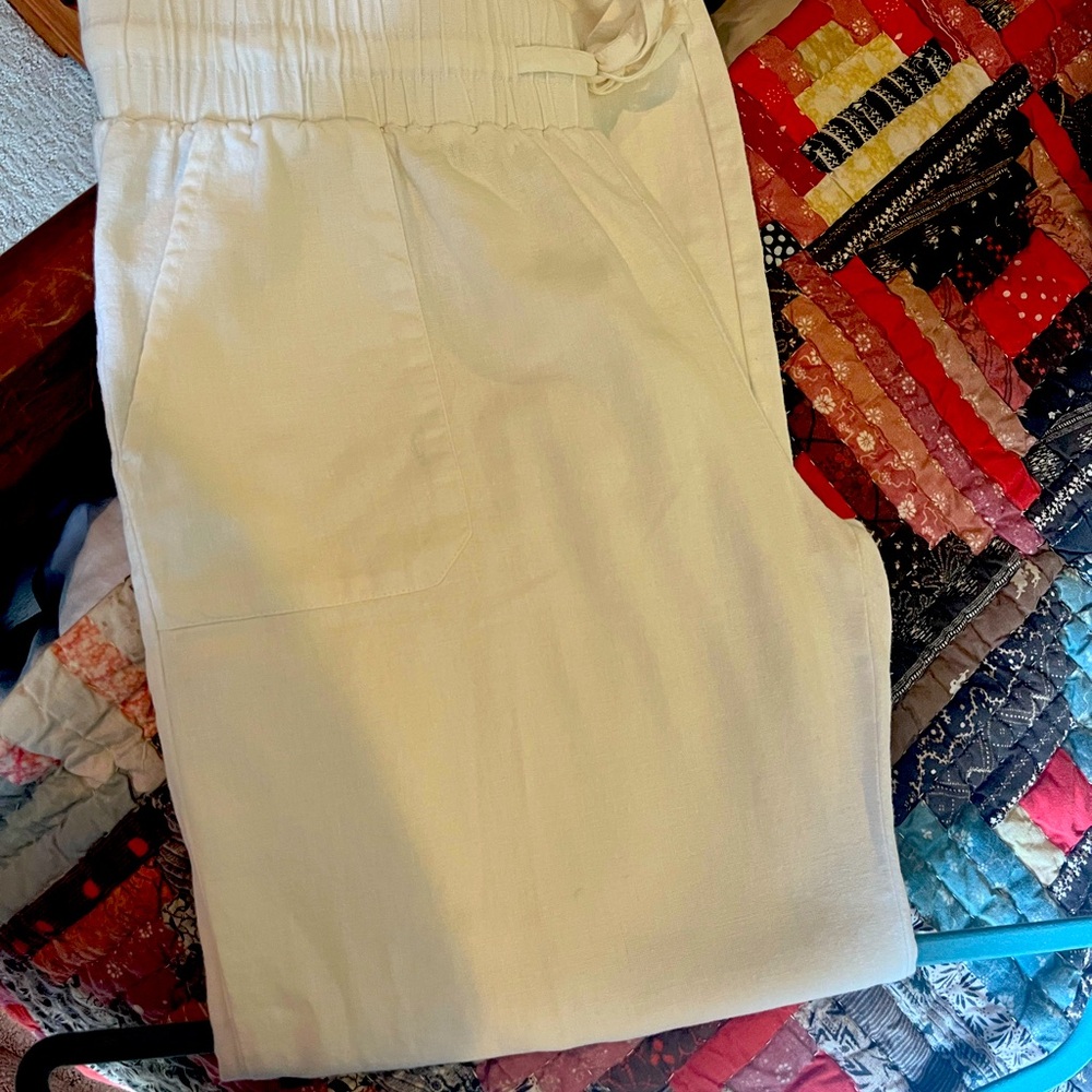 Wide leg linen pant